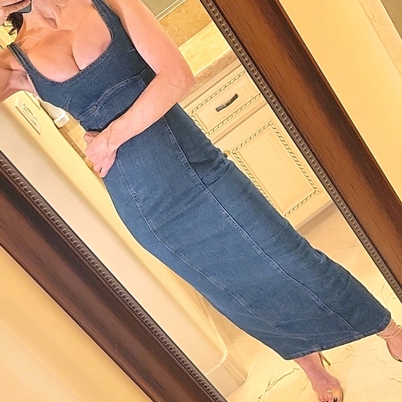 Cotton:On Dark Denim Tank-Style Maxi Dress, Sz 0 - Picture 8 of 16